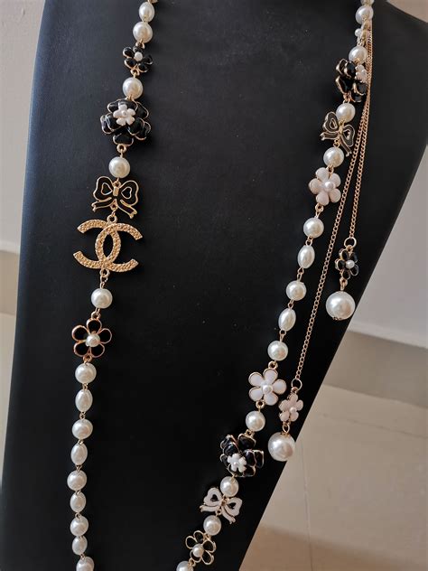 coco chanel long pearl necklace|Necklaces .